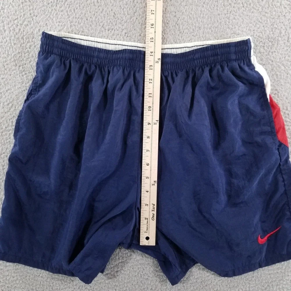 Vtg Nike Swim Trunks Mens XL Red White Blue Big Swoosh Logo 90s Shorts Nylon Y2K